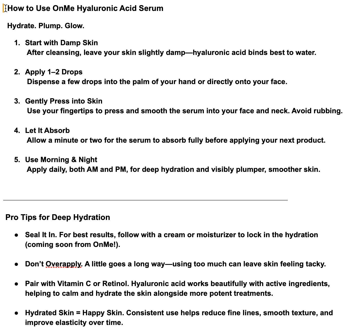 Hyaluronic Acid Serum - OnMe SkinCare