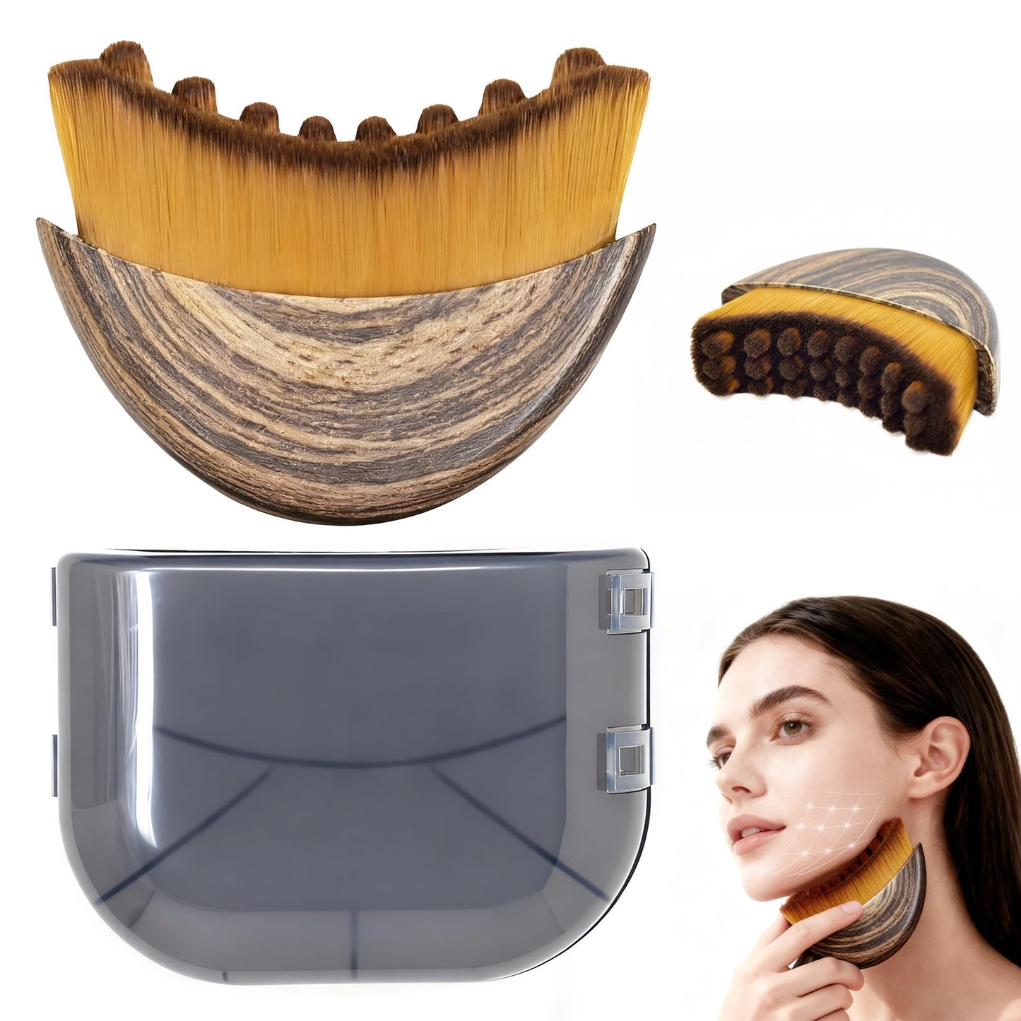 Lymphatic Contour Face Brush, Manual Lymphatic Drainage Massager, Natural Makeup Brushes with Durable Soft Bristles, Hypoallergenic Ergonomic Facial Cleansing Brush for Sculpting - OnMe SkinCare