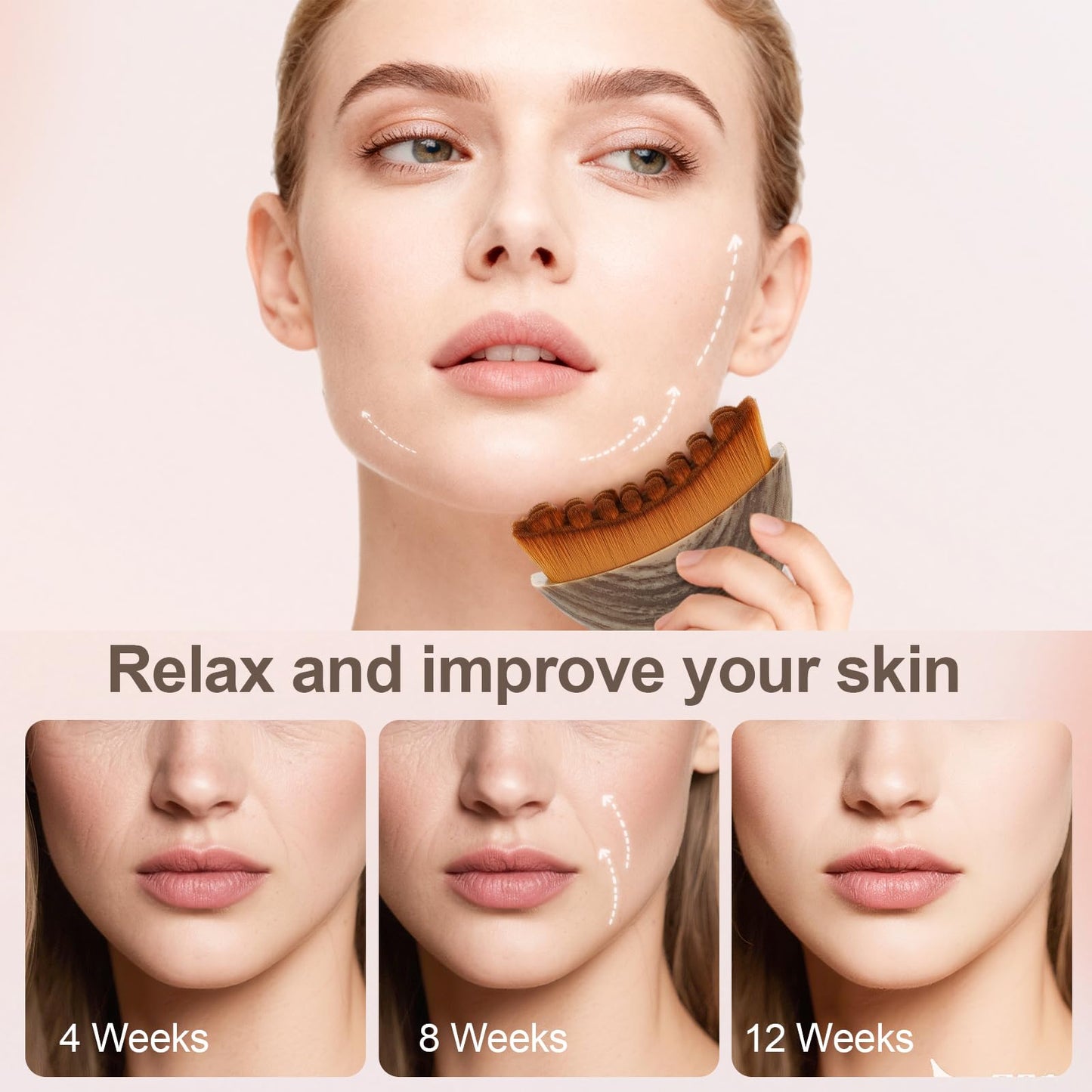 Lymphatic Contour Face Brush, Manual Lymphatic Drainage Massager, Natural Makeup Brushes with Durable Soft Bristles, Hypoallergenic Ergonomic Facial Cleansing Brush for Sculpting - OnMe SkinCare