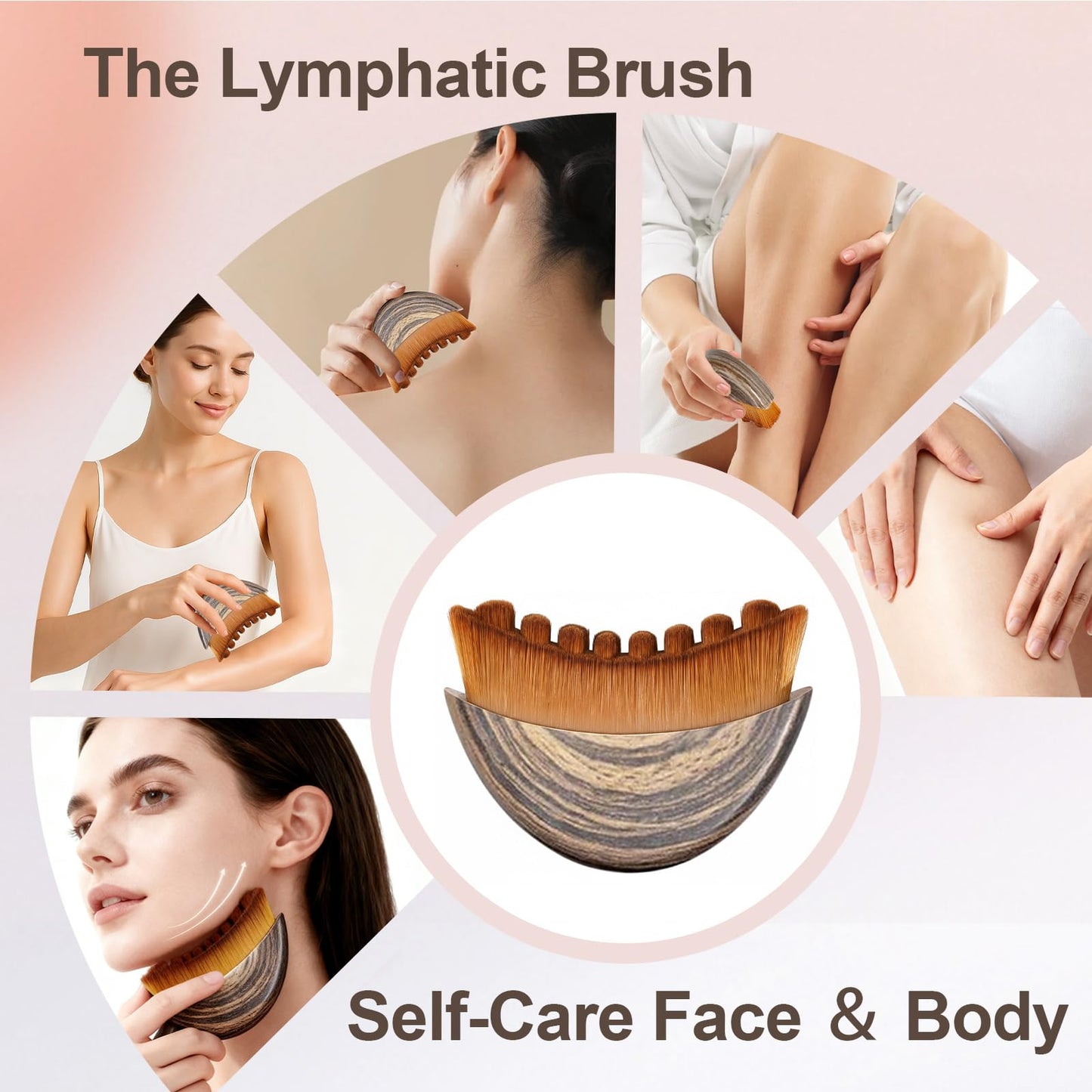 Lymphatic Contour Face Brush, Manual Lymphatic Drainage Massager, Natural Makeup Brushes with Durable Soft Bristles, Hypoallergenic Ergonomic Facial Cleansing Brush for Sculpting - OnMe SkinCare