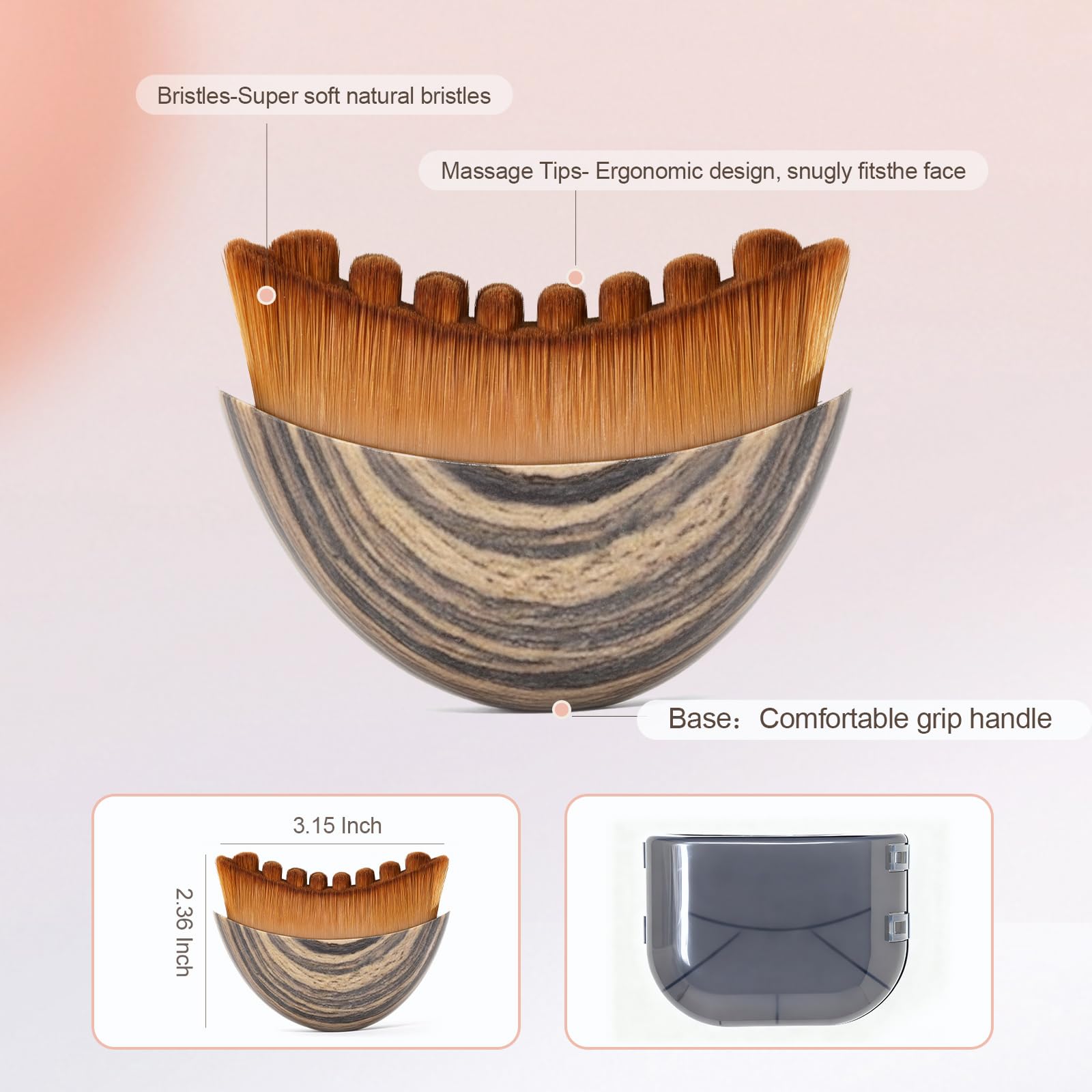 Lymphatic Contour Face Brush, Manual Lymphatic Drainage Massager, Natural Makeup Brushes with Durable Soft Bristles, Hypoallergenic Ergonomic Facial Cleansing Brush for Sculpting - OnMe SkinCare
